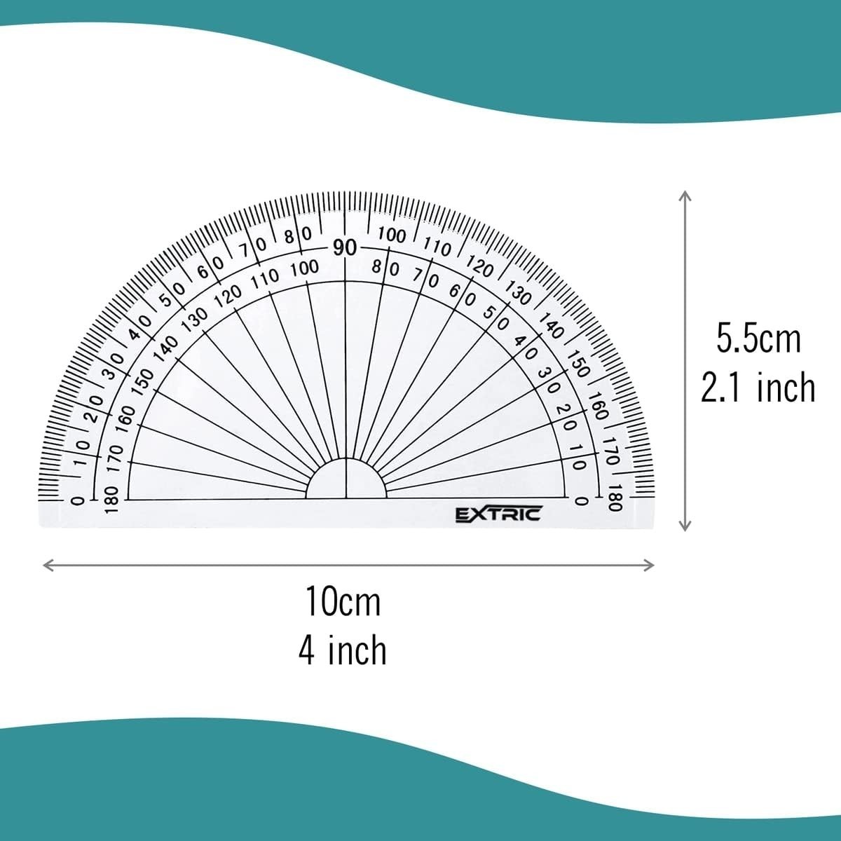 Protractor for Geometry, 4 Inch Clear Plastic Protractor for Woodworking, 2 C...