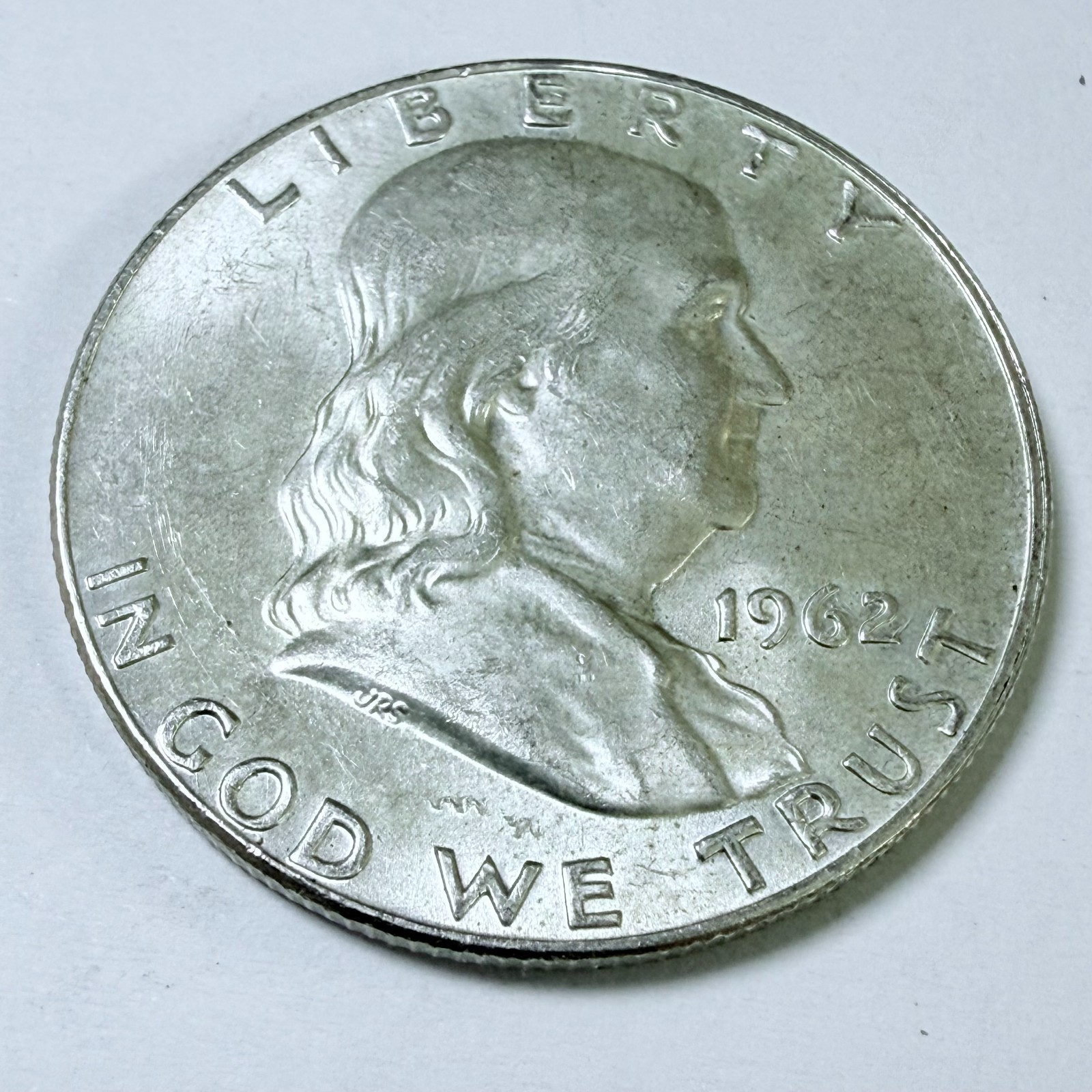 1962 Benjamin Franklin Half Dollar 90% Silver ABOUT UNCIRCULATED DETAILS #10241