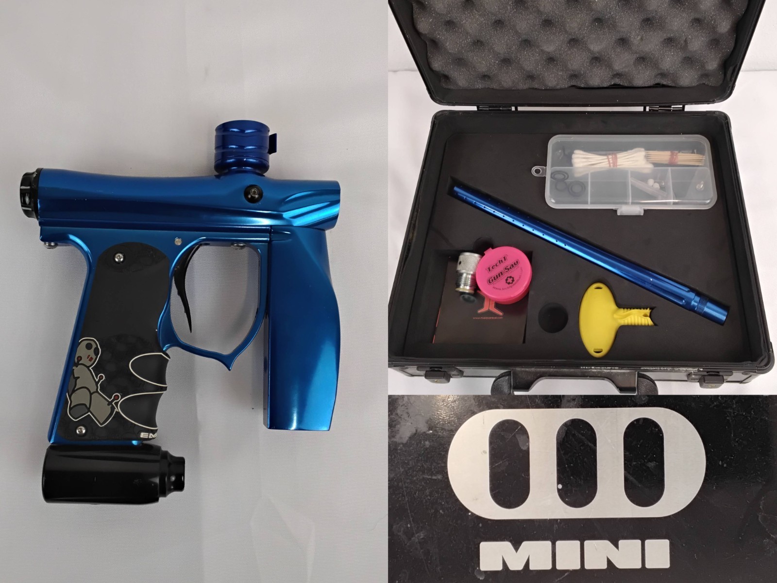 Empire Mini Paintball Gun Blue with Skull Grip Protective Case #J4629