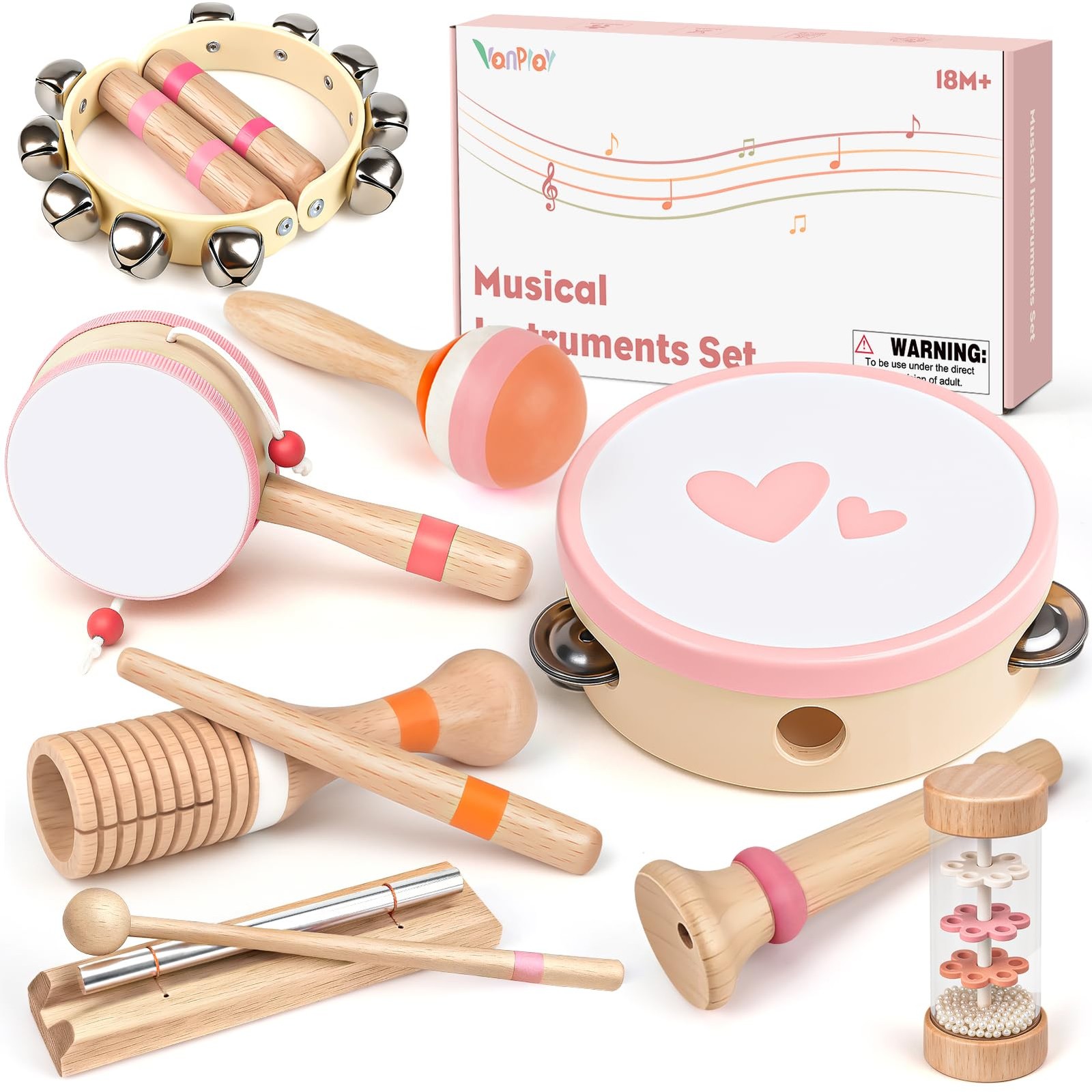 Musical Toys for 2 3 Year Old Girl Birthday Gifts, Wooden Montessori Toys for 2