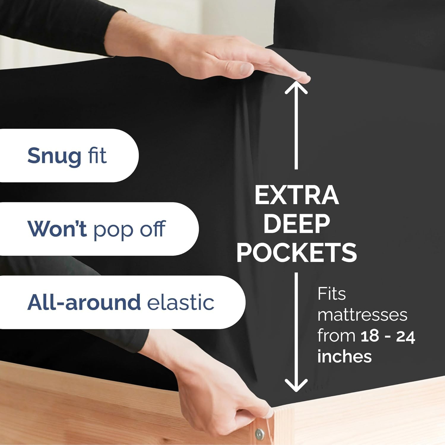 Extra Deep Split King Sheet Set - 7 Piece Breathable & Cooling Sheets - Hotel Lu
