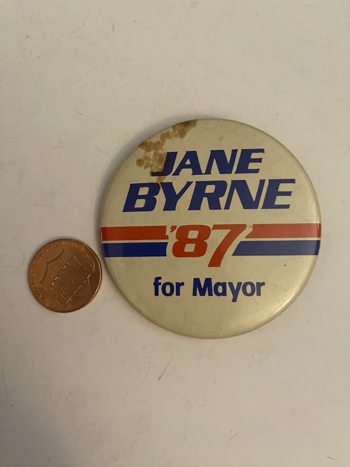 Jane Byrne For Mayor ‘87 Chicago Pin Back Button P31