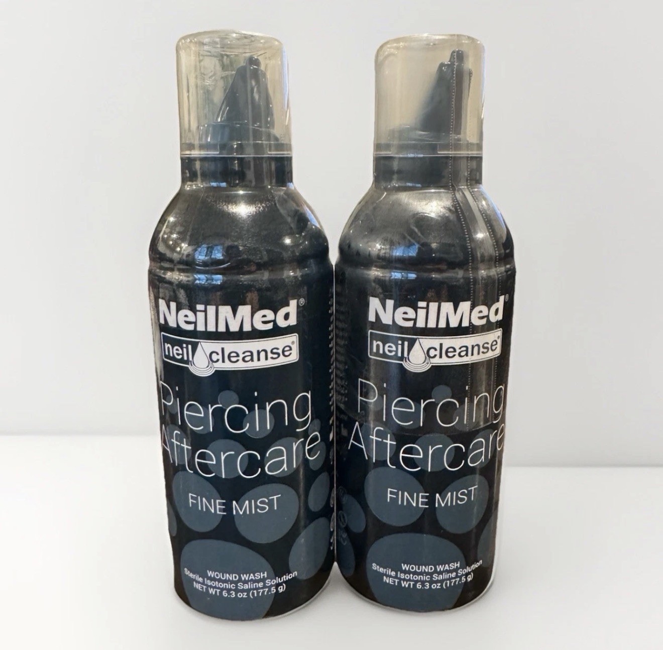 NeilMed NeilCleanse Piercing Aftercare Spray Wound Wash Fine Mist 6.3 Oz, Lot 2x