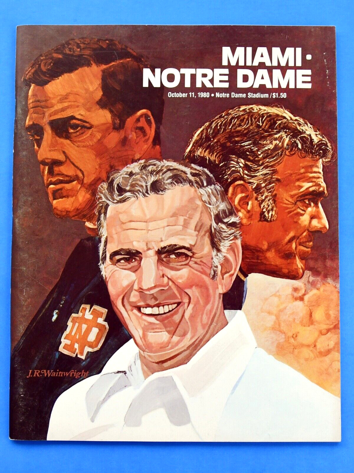 1980 Notre Dame Fighting Irish Football Program. Miami at Notre Dame. Jim Kelly.