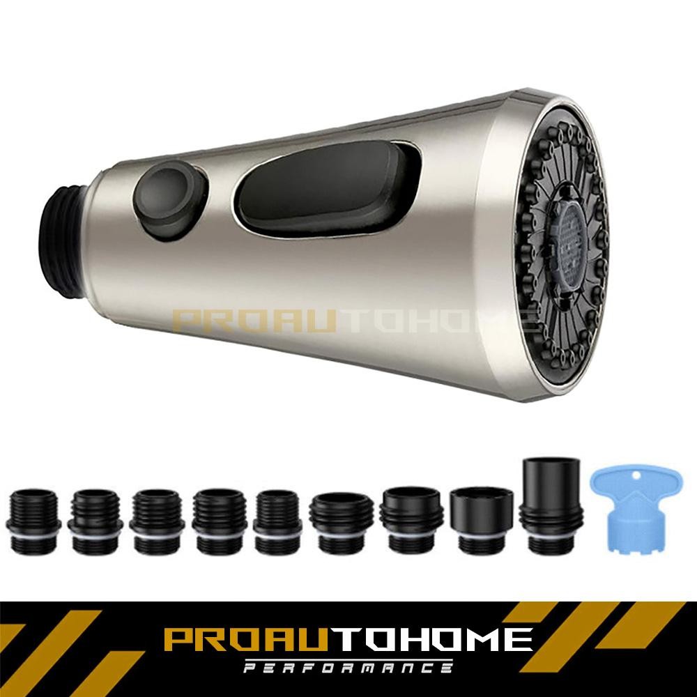 Metal Kitchen Faucet Head Replacement, 3-Function Pull Down Spray Head