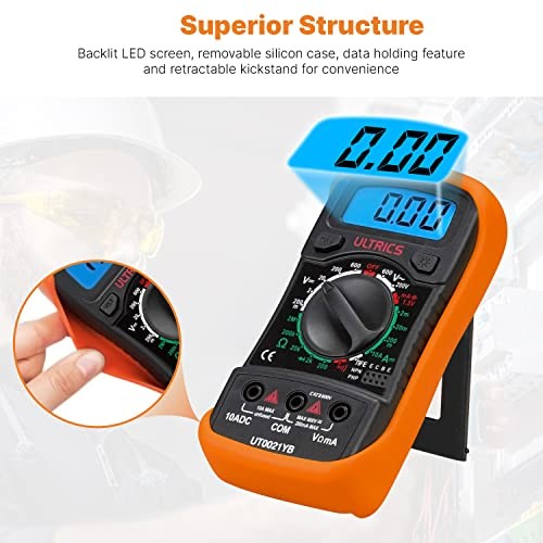 Digital Multimeter Tester by ULTRICS, 2000 Counts Volt Meter and Voltage