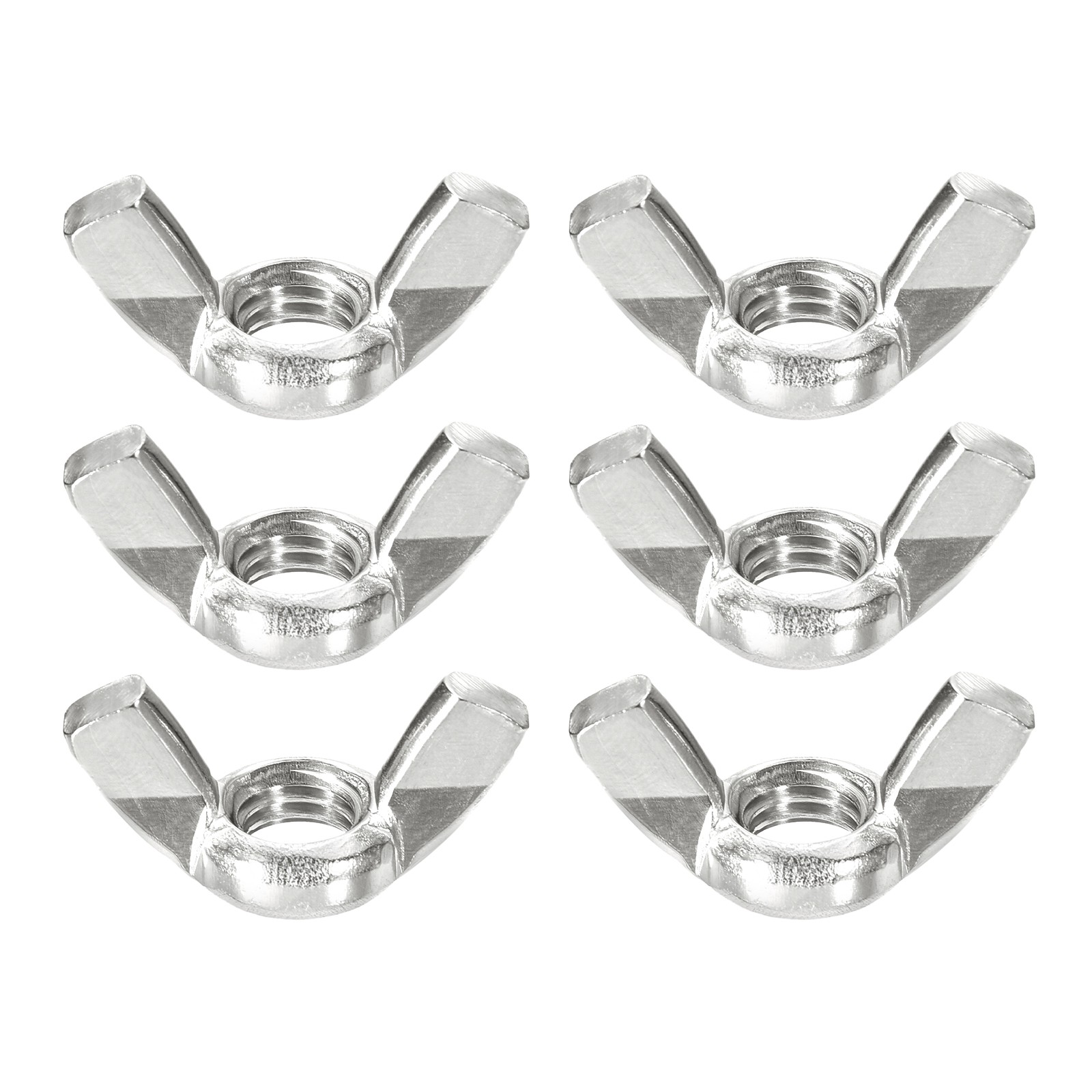#6-32 Wing Nut 6 Pcs, 201 Stainless Steel Butterfly Wing-Nut, Silver Tone