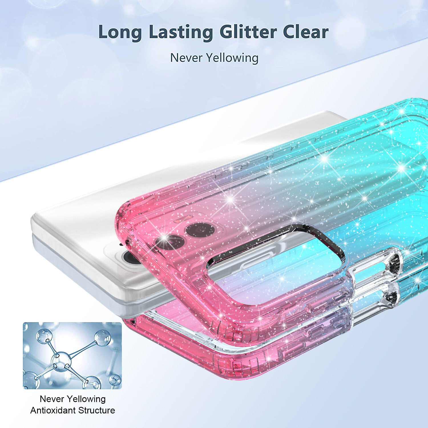 For Motorola Edge 2022 Gradient Glitter Sparkle Transparent Case