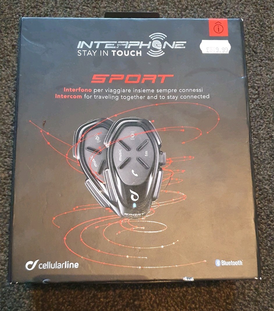 Interphone sport Intercom Dual Pack Motorcycle Intercom Bluetooth Headset Black