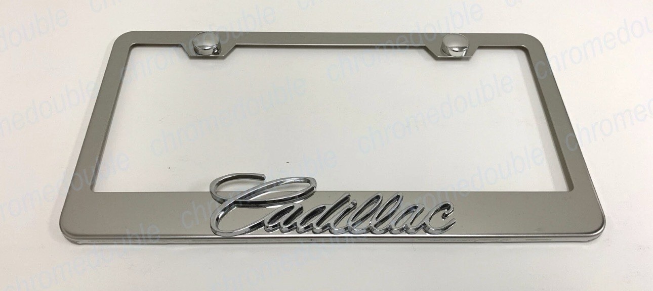 1pc 3D CADILLACemblem - STAINLESS STEEL Chrome License Plate Frame w/Screw caps