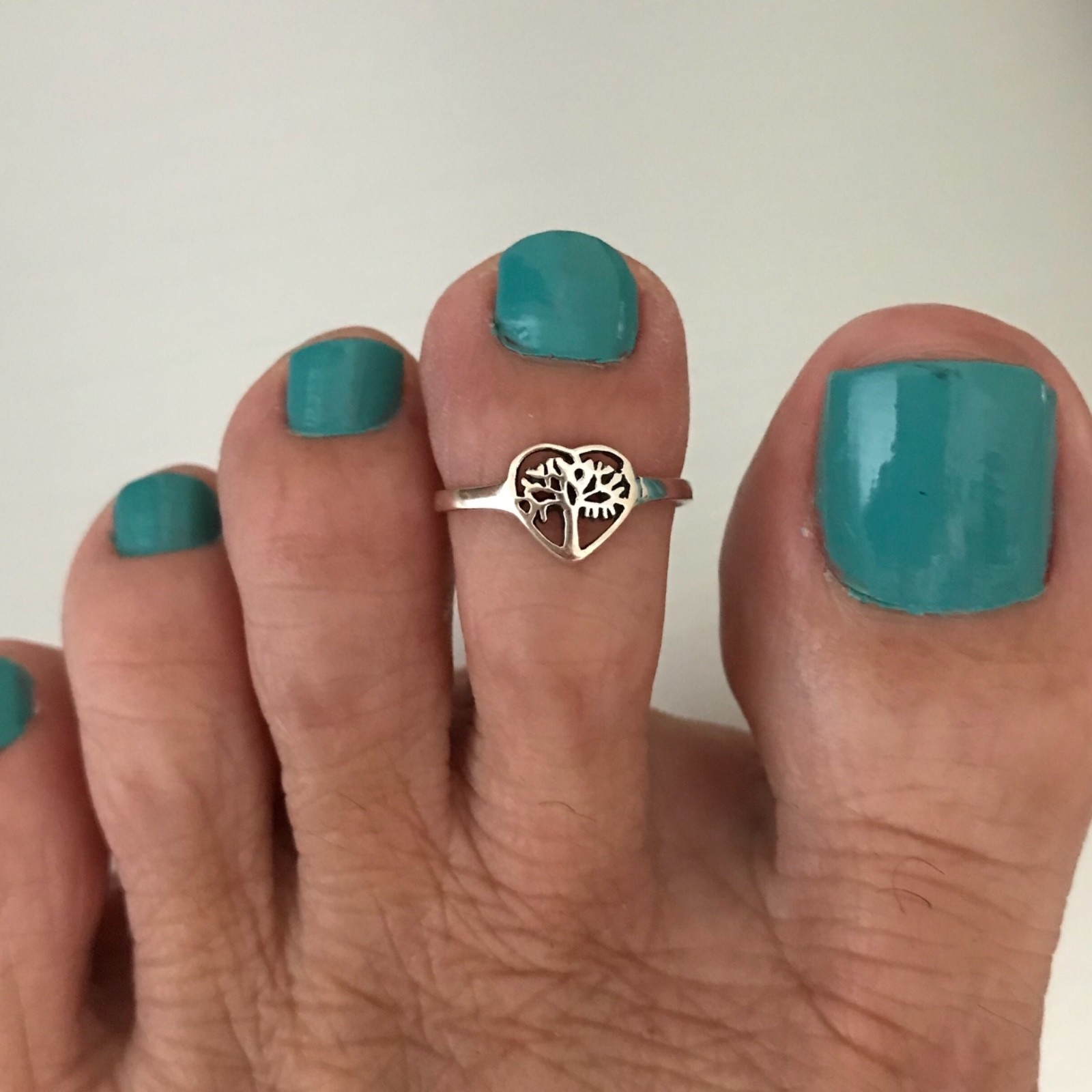Sterling Silver Delicate Small Tree Of Life Toe Ring, Heart Rings, Fortune Trees