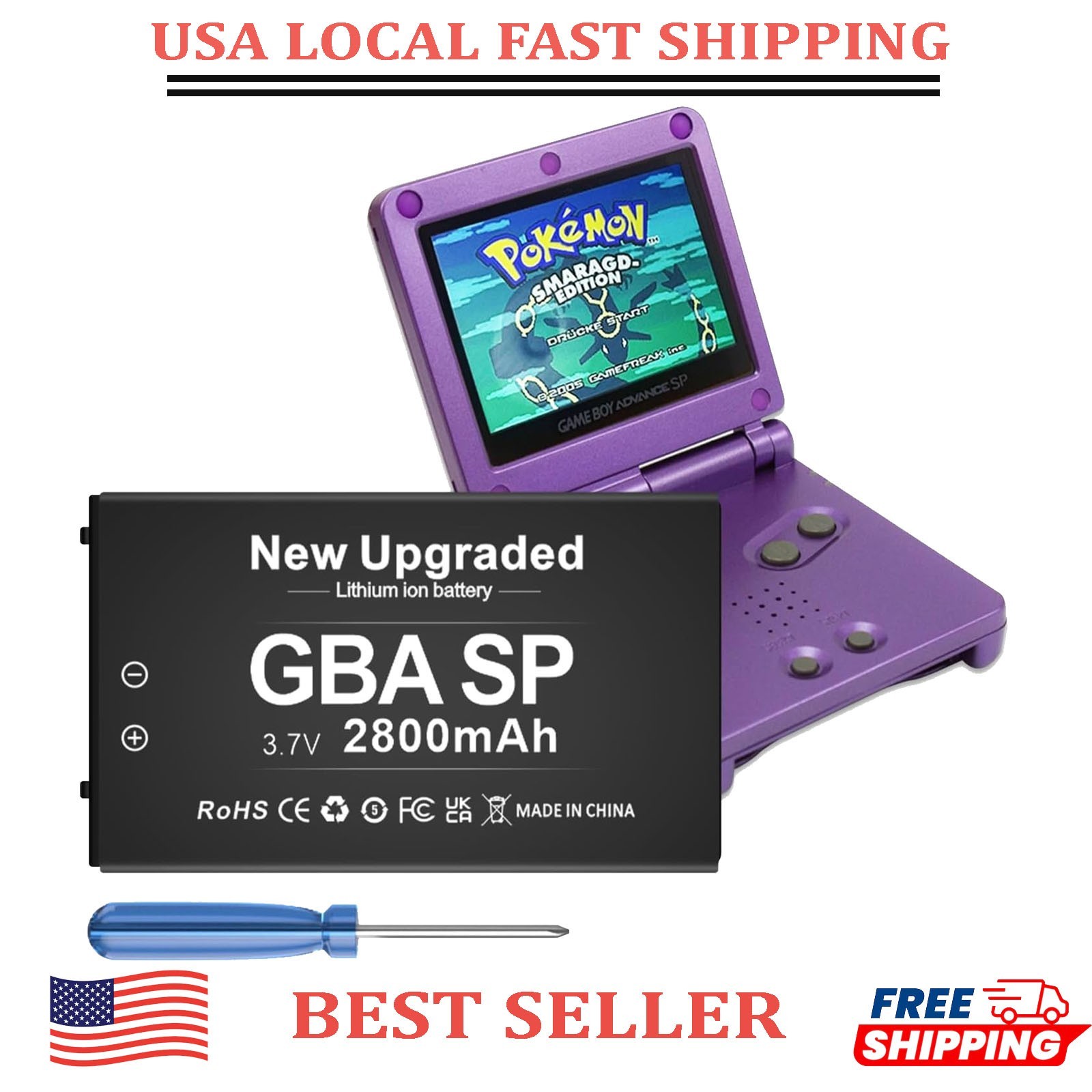 GBA Sp Battery, Upgraded (2800Mah) Ultra High Capacity Rechargeable Lithium-Ion