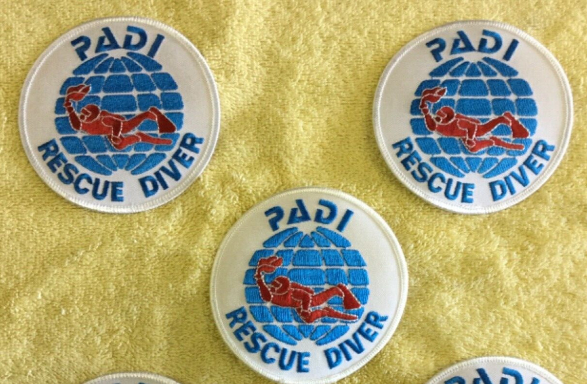 PADI RESCUE DIVER SCUBA PATCH - 3 TOTAL - PICTURED