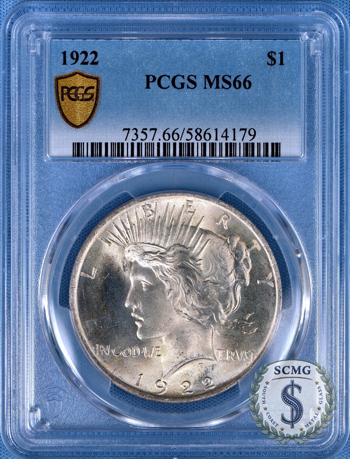 1922 $1 Peace Dollar PCGS MS66 - Attractive Lustrous Pastels