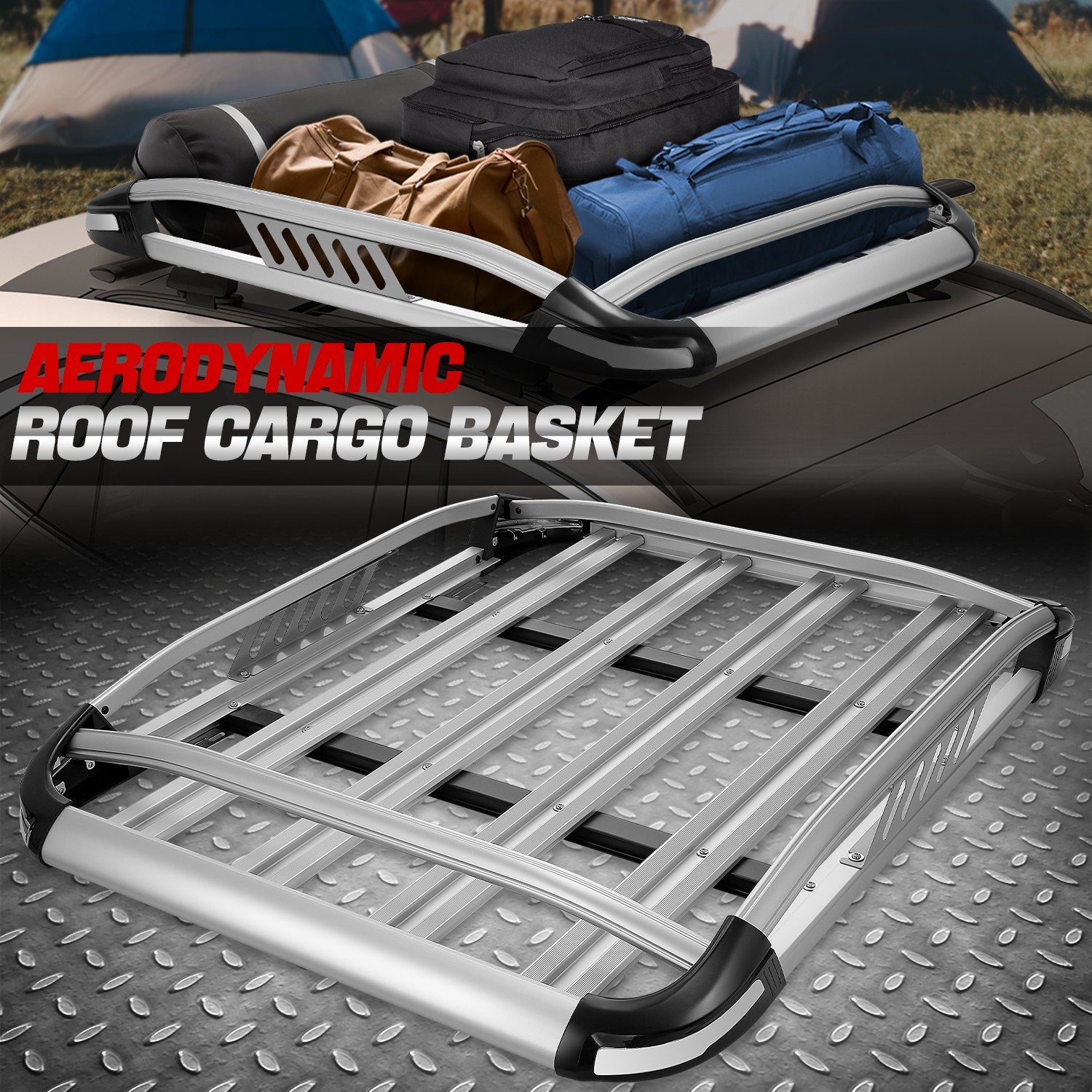 50"x 38" Roof Rack SUV Top Cargo Luggage Carrier Basket Holder Aluminum Silver