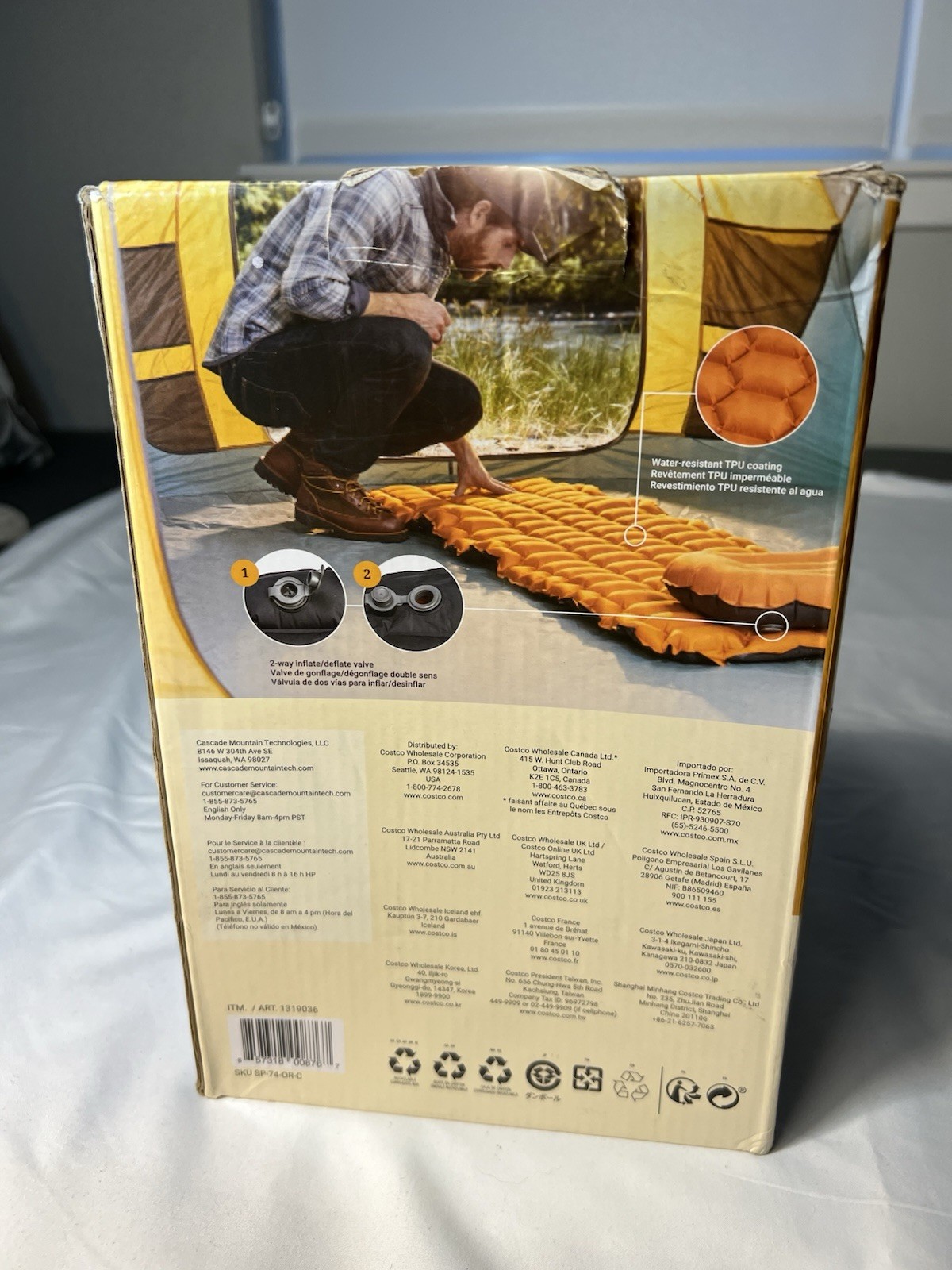 Cascade Mountain Tech Inflatable Sleeping Pad And Backpacking PIllow Orange