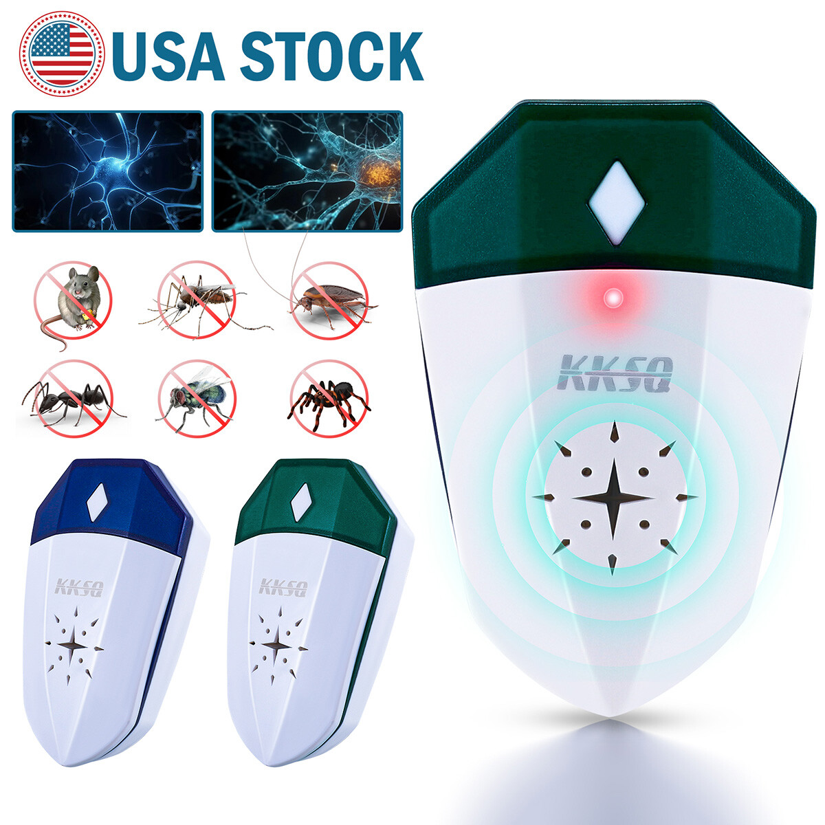 Ultrasonic Rodent Repellent Pest Repeller Mouse Blocker Rat Mice Flea Deterrent