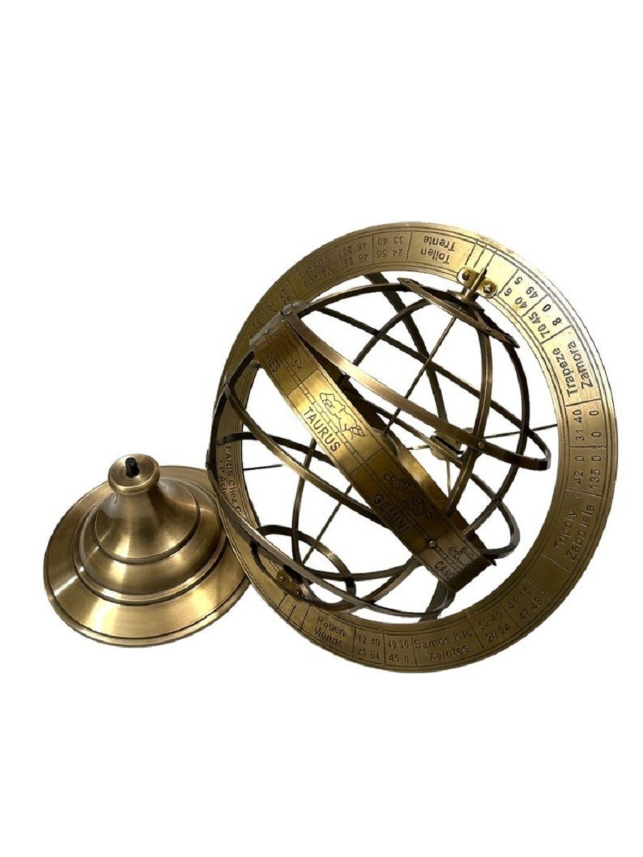 Engraved Brass Armillary Sphere 18" Astrolabe Globe Nautical Table Decor Gift