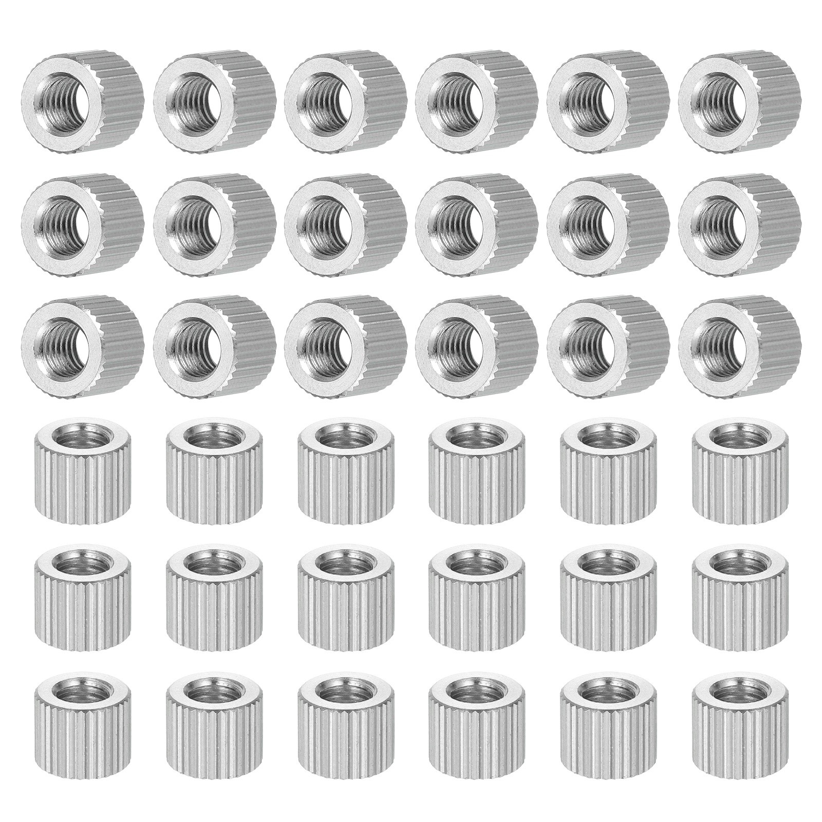 M6 Knurled Thumb Nuts 50pcs Nickel Plated Flat Head Through Hole, D10mm x H8mm