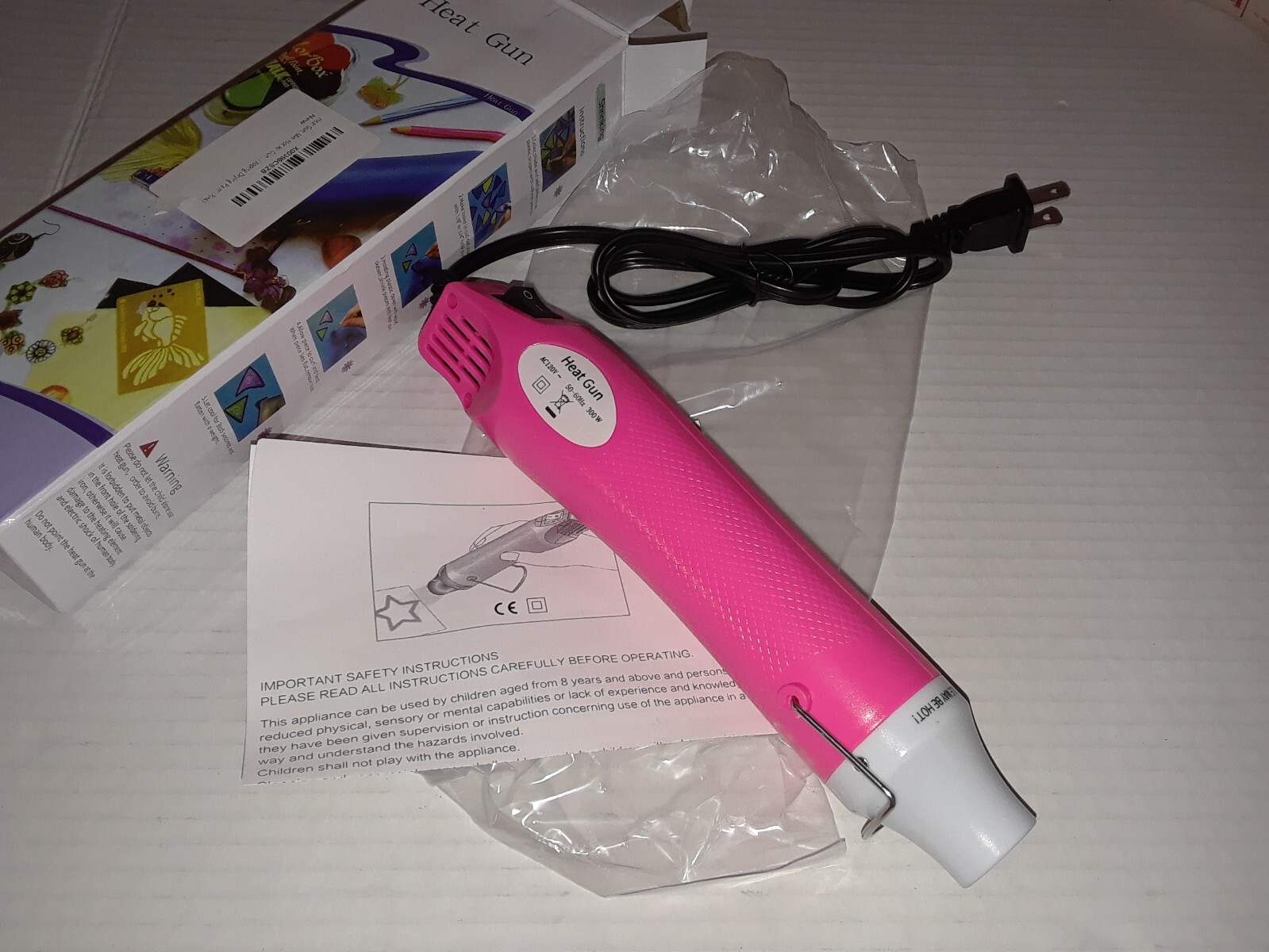Heat Gun Hand Held Corded Craft Tool Pink