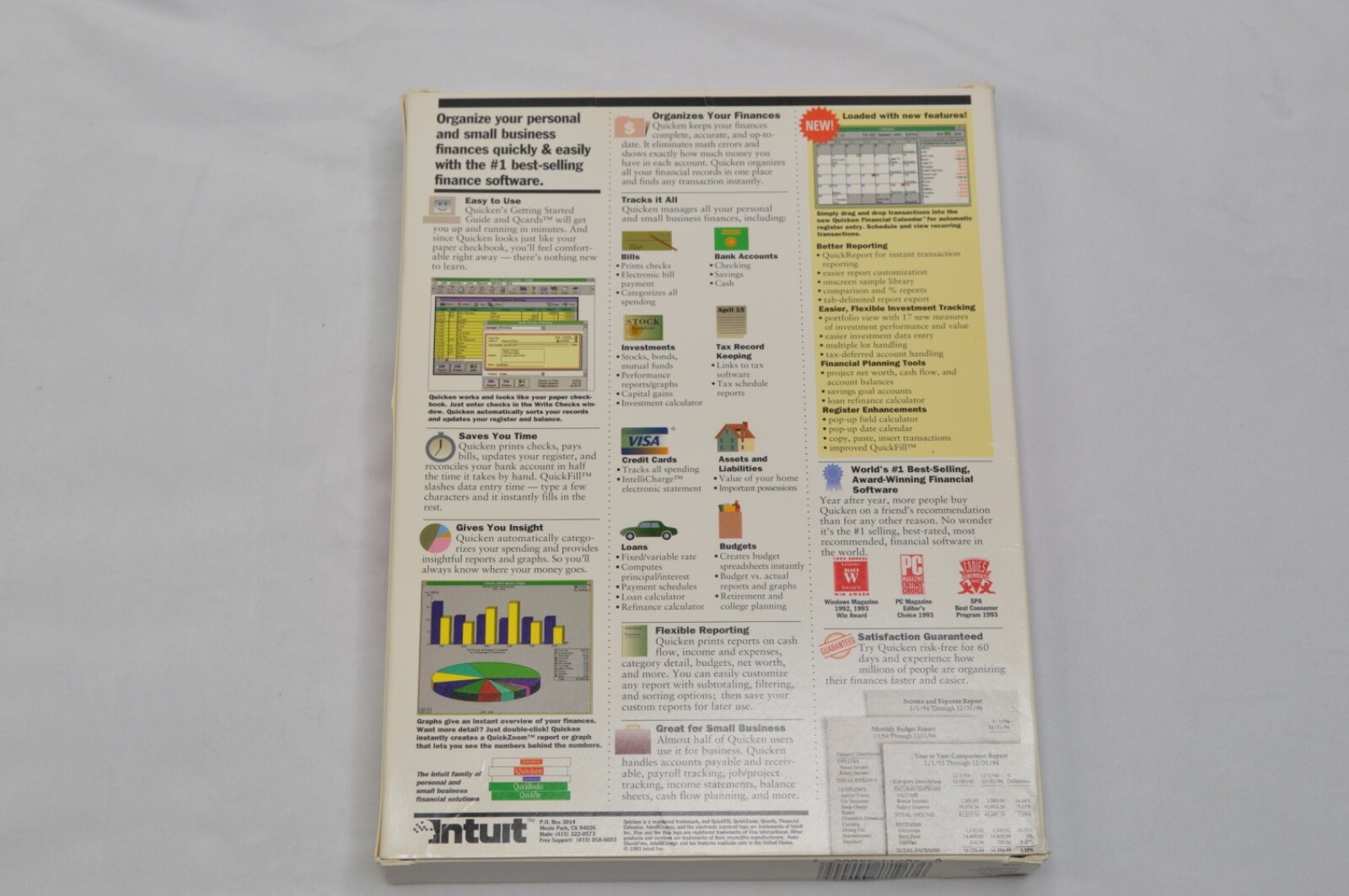 QUICKEN FOR WINDOWS PC SOFTWARE Big Box Complete 1993 version 3 - Floppy Disks -