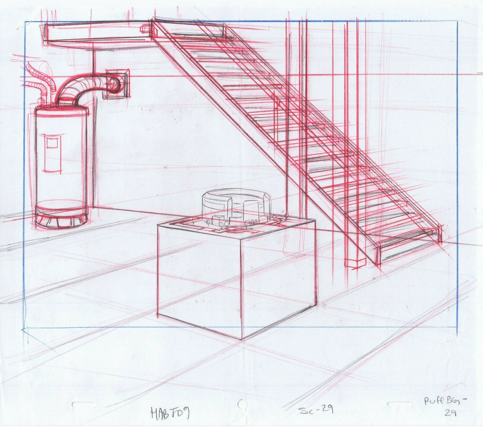 Simpsons Home Original Art Animation Production Pencils HABF09 SC-29 Ruff BG-29