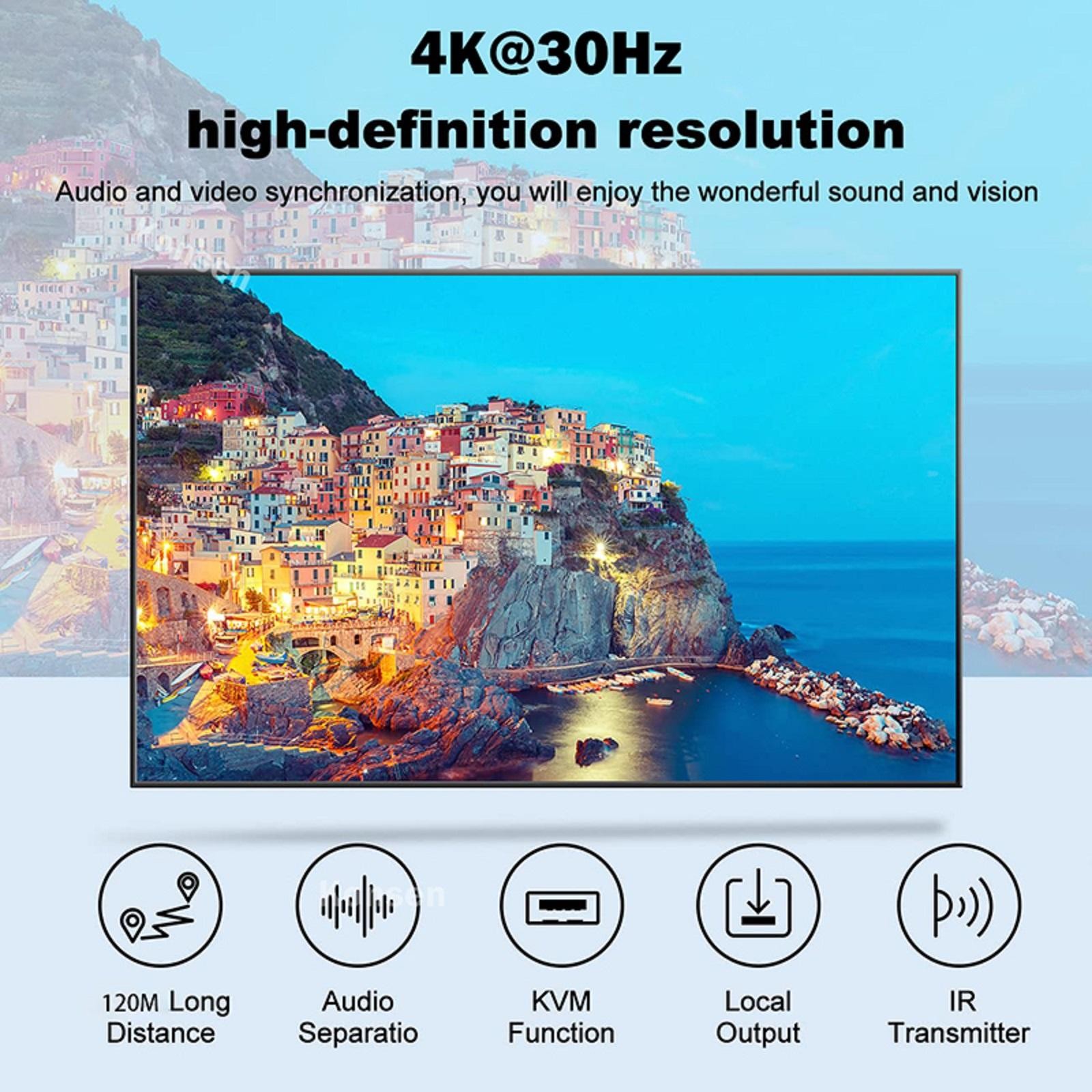 120M HDMI KVM USB Extender Transmitter Stereo Audio Video Transmitter + Receiver