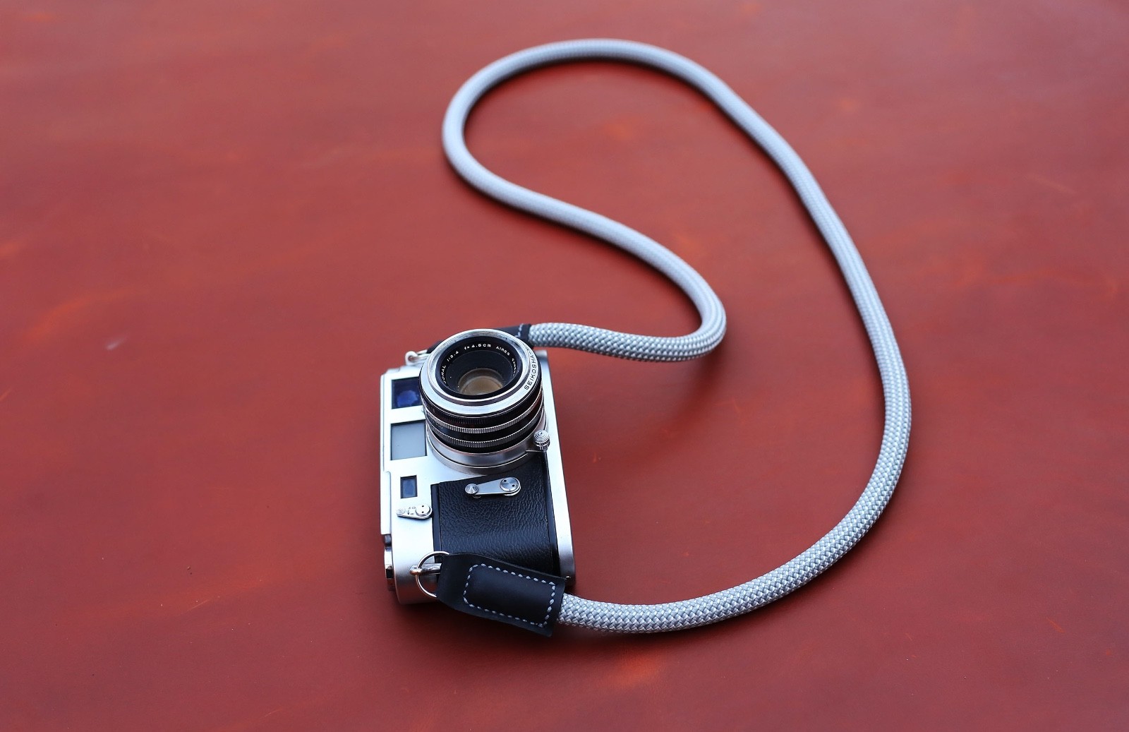 Spotted Climbing Rope Camera Strap | Crimson & Ash Grey
