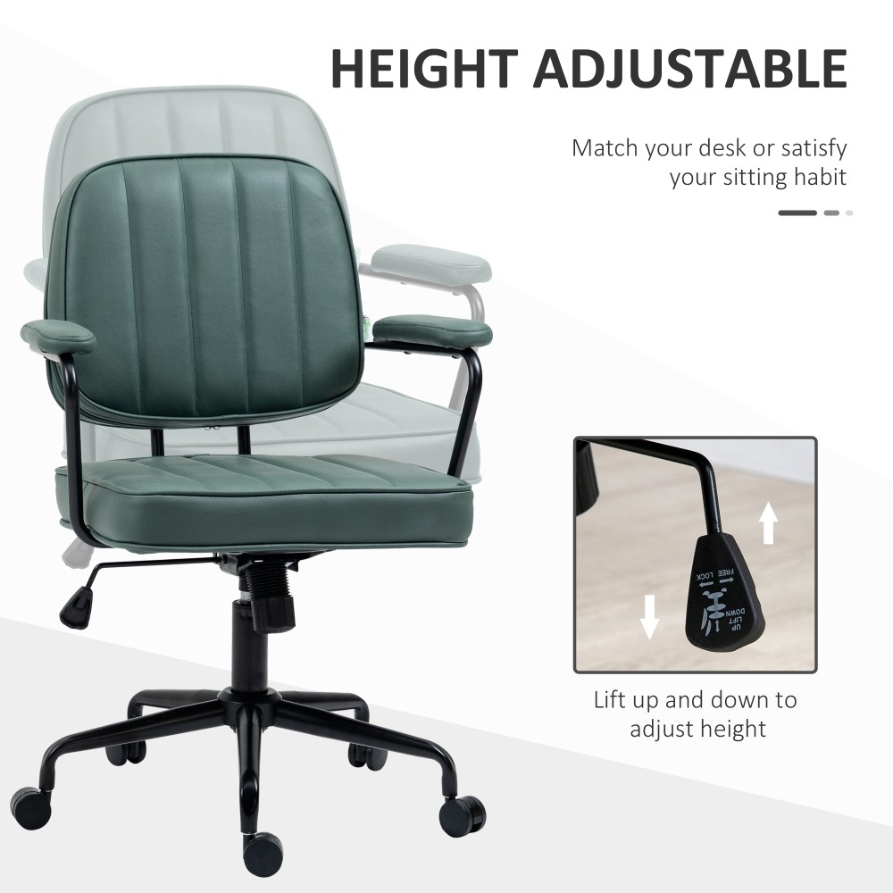 Home Office Chair - Adjustable Height & Tilt, Swivel, Low-Back Support