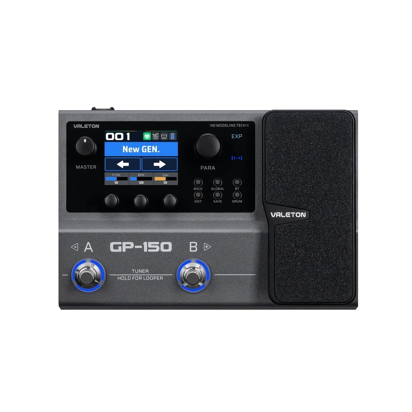 Valeton GP150 Guitar Multi Effects Processor with Expression Pedal HD Black