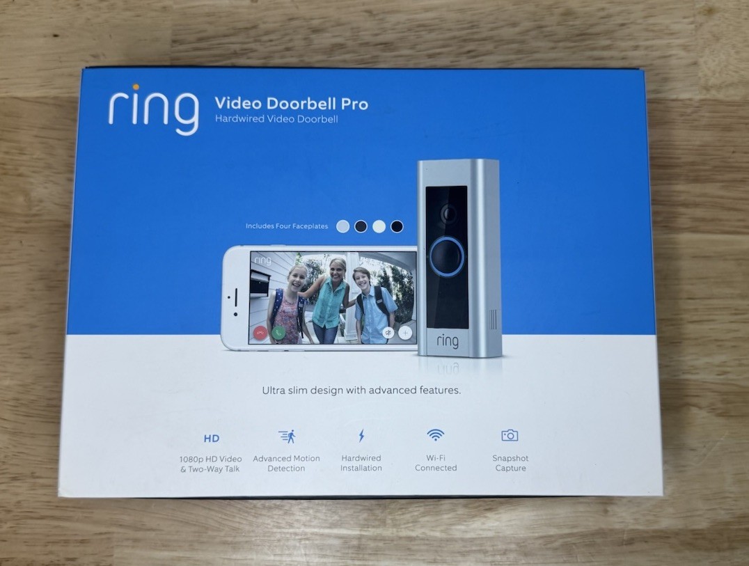 New! Ring Wired Doorbell Pro 1080p HD Video Camera Wifi Cam W/ 3 Face Covers