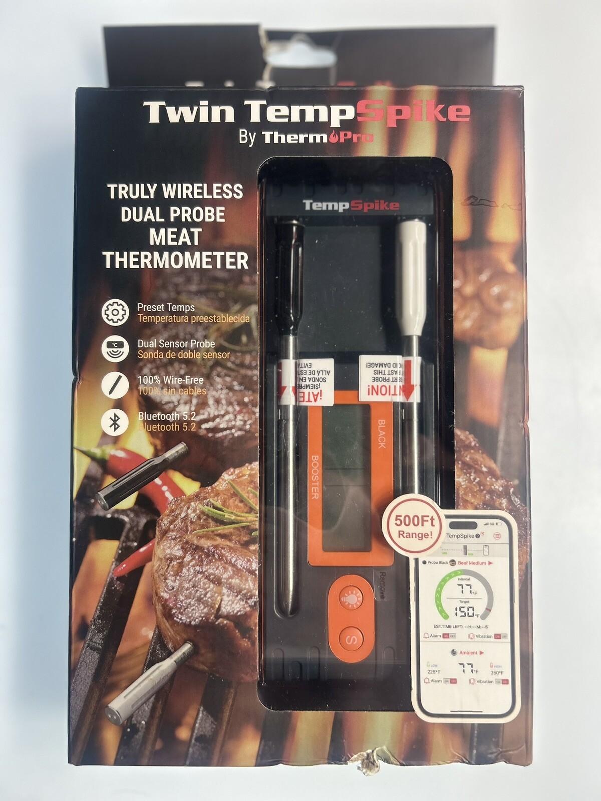 Twin Tempspike Thermopro Truly Wireless Dual Probe Meet Thermometer ( TP962W