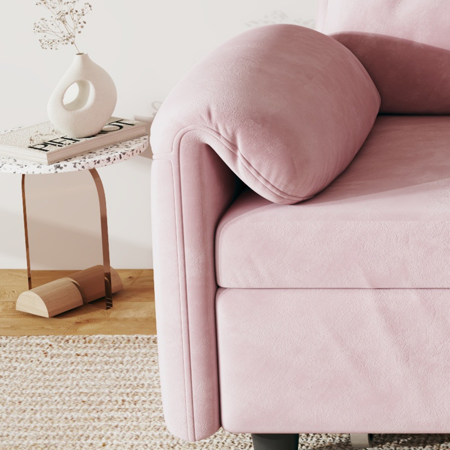 Convertible Sleeper Sofa Bed Velvet Loveseat 2-Seater Sofa with Pull Out Bed