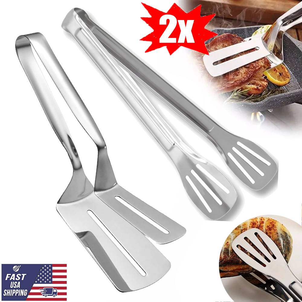 2x Stainless Steel Grill Clamp, Grill Clamp Spatula, Anti-Scald Extended Handle