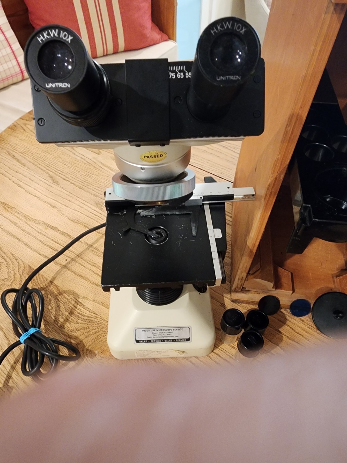 Vintage UNITRON Microscope. Excellent Condition With Box And Accessories.