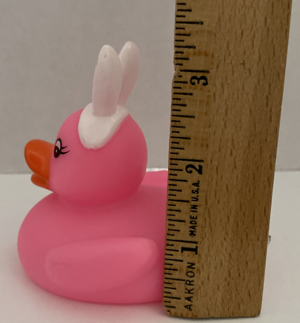 Coolites Pink Easter Bunny RUBBER DUCK Toy Duckey with Bunny Ears Lights Up EUC