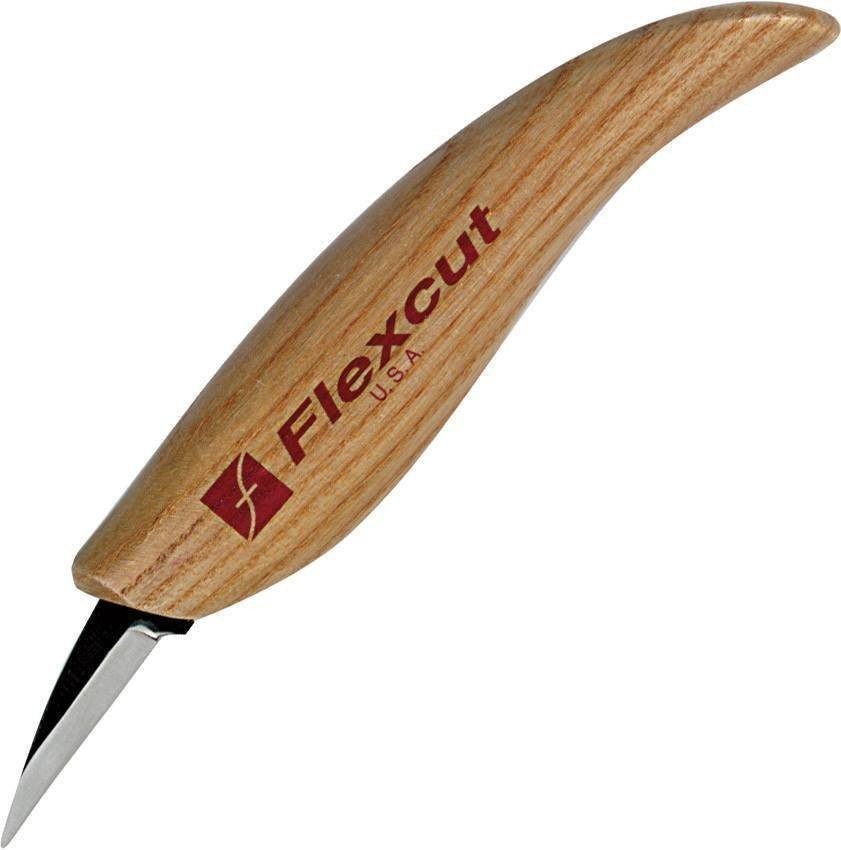 Flexcut Detail Knife 1.5" Carbon Steel Blade Ash Wood Handle - KN13