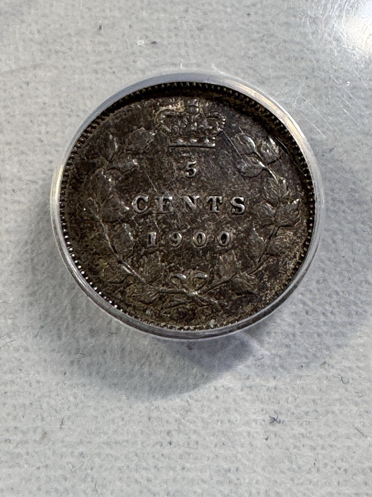 1900 Canada 5 Cents Small Silver Coin Oval 0's Graded XF 40 by ANACS