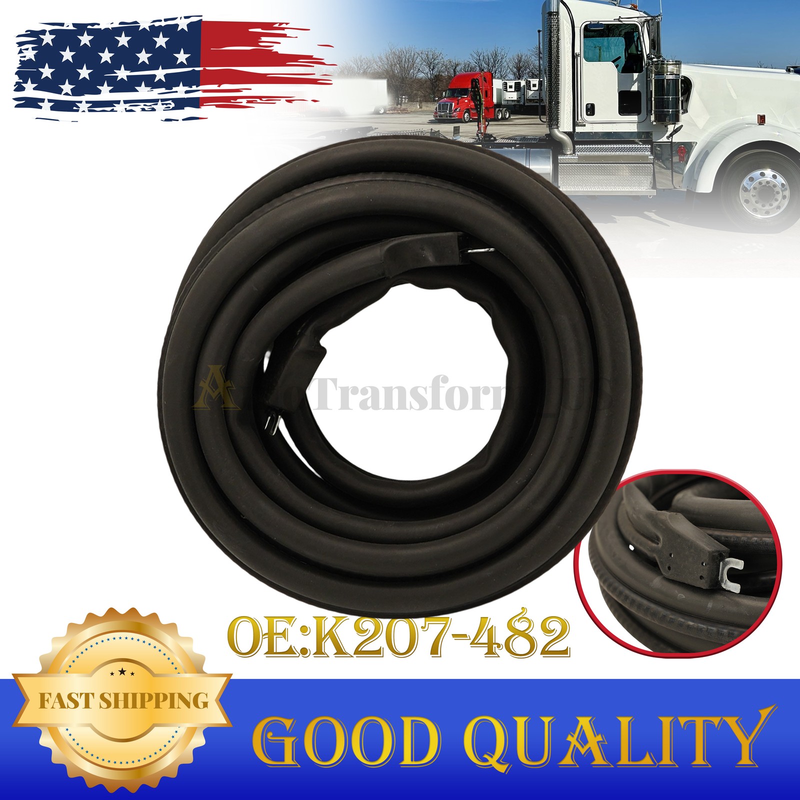 NEW Cab Door Seal K207-482 For 1986-2007 Kenworth T600 T800 And W900 US