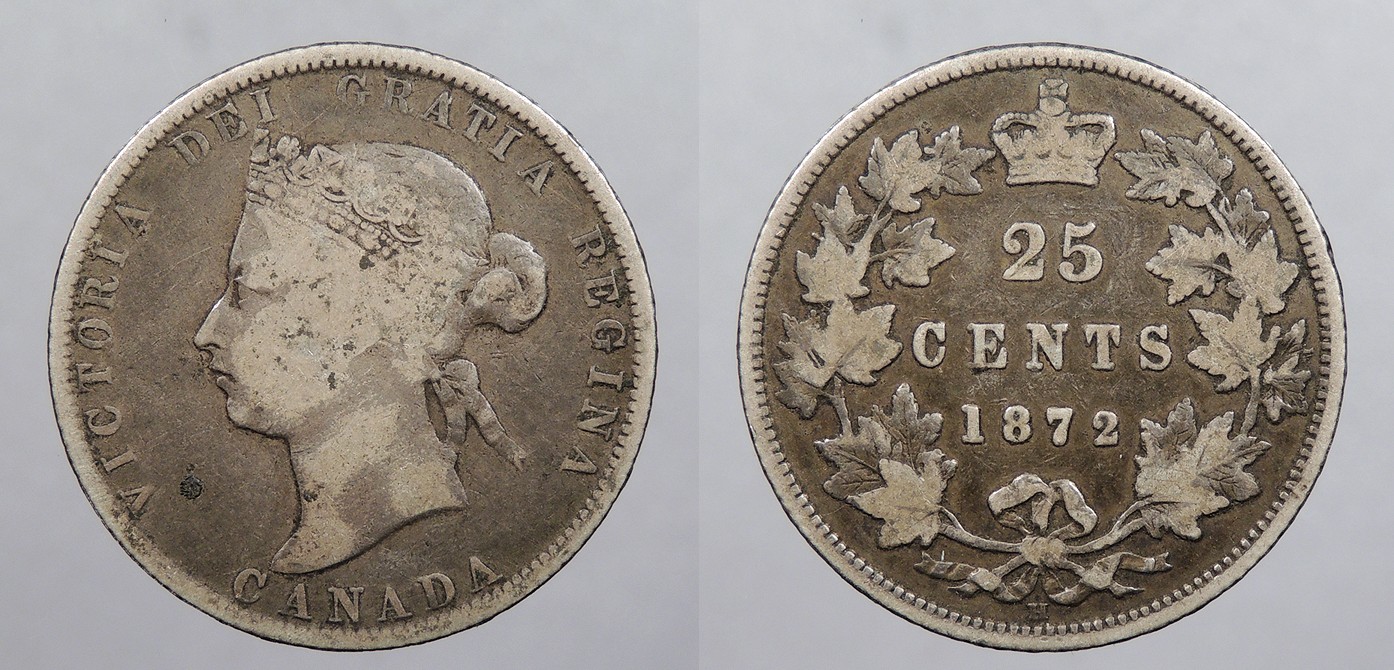 CANADA 1872-H 25 Cents Victoria #WC104878