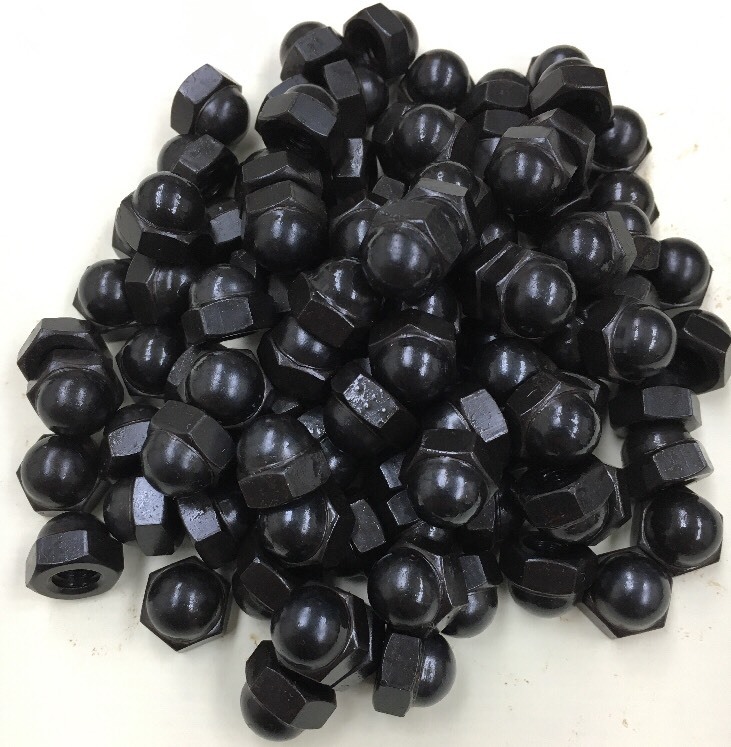 8-32 Acorn Cap Hex Nuts Black Oxide Bolt Thread Cover Smooth Rounded (25)