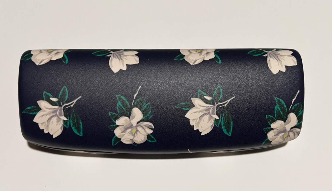 NEW Draper James Blue Hard Clamshell Snap Clamp Closure Eyeglasses Case