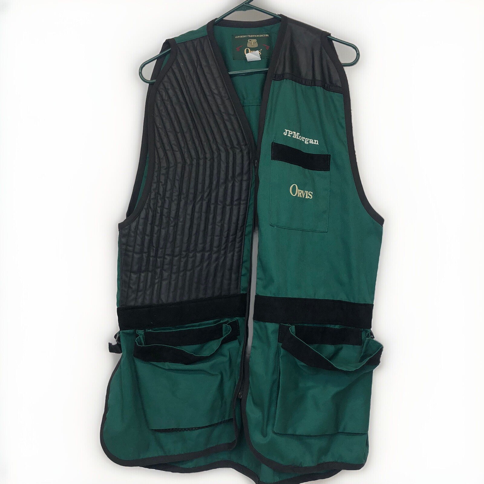 Vintage Orvis Shooting Vest Men’s Large Canvas Leather USA *JP Morgan