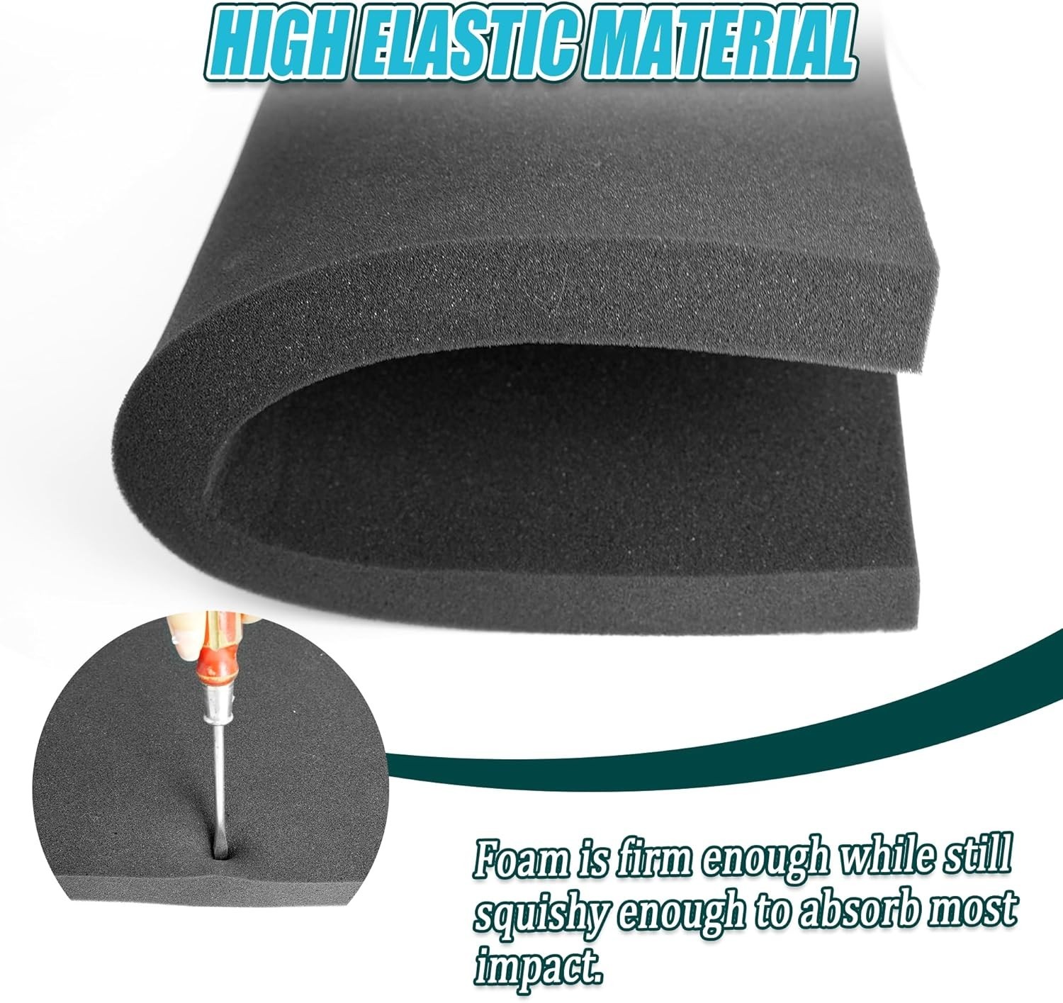4 PCS Black Foam Padding- 16x12x1 Inch Polyurethane High Density Foam Cuttable B