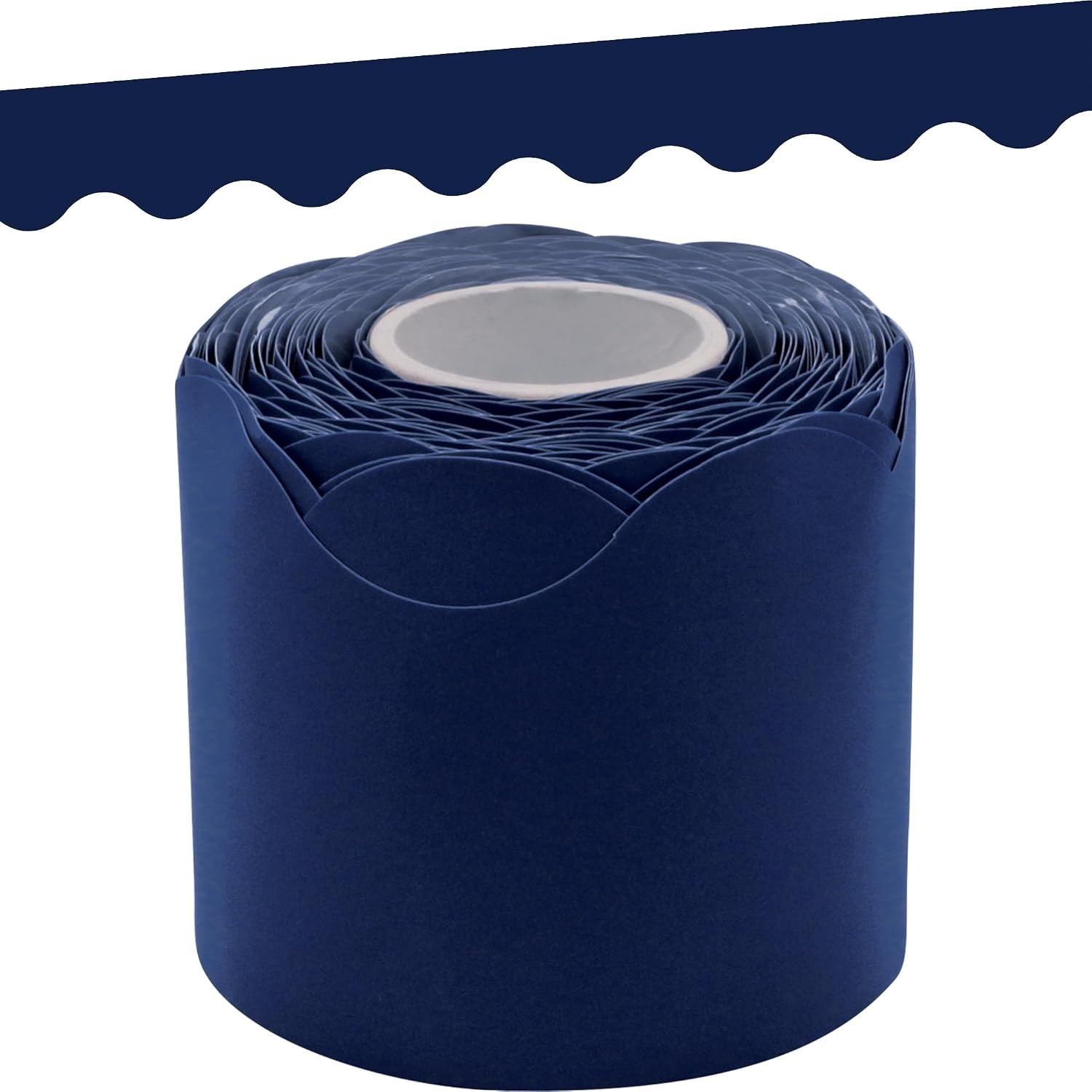 Navy Blue Scalloped Rolled Border Trim - 50ft - Decorate Bulletin Boards, Walls,