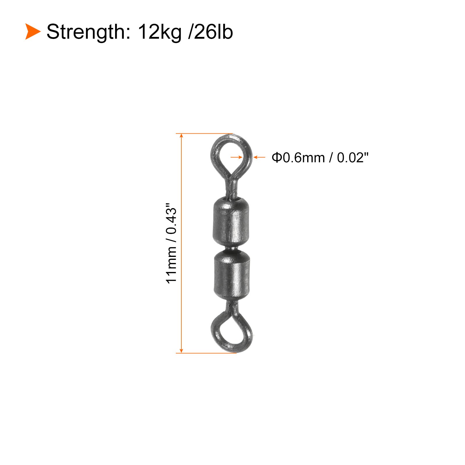 High Speed 2 Roller Swivel, 20Pcs 26lb Copper Barrel Bead Chain Rolling, Black