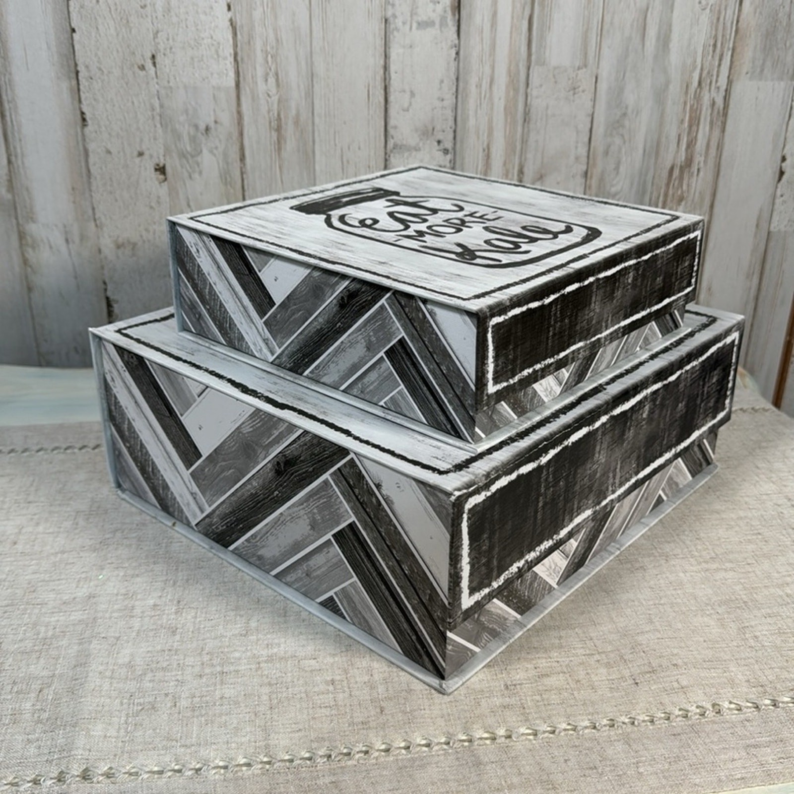Set of 2 “Eat More Kale” Decor Kitchen Nesting Boxes with Flaws