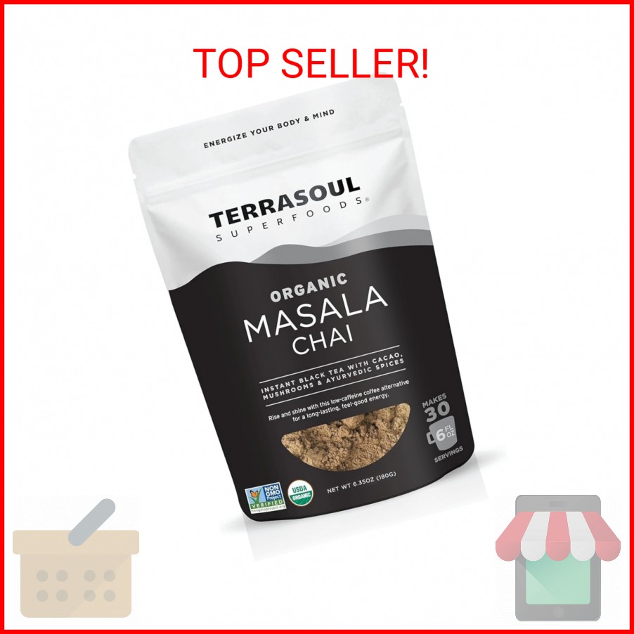Terrasoul Superfoods Organic Instant Masala Chai, 6.35oz - 30 Servings | Mushroo