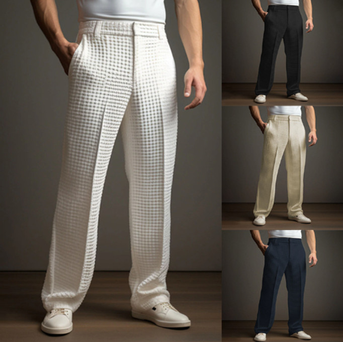Men's Casual Dress Pants Business Straight Leg Trousers Lightweight Work Pants