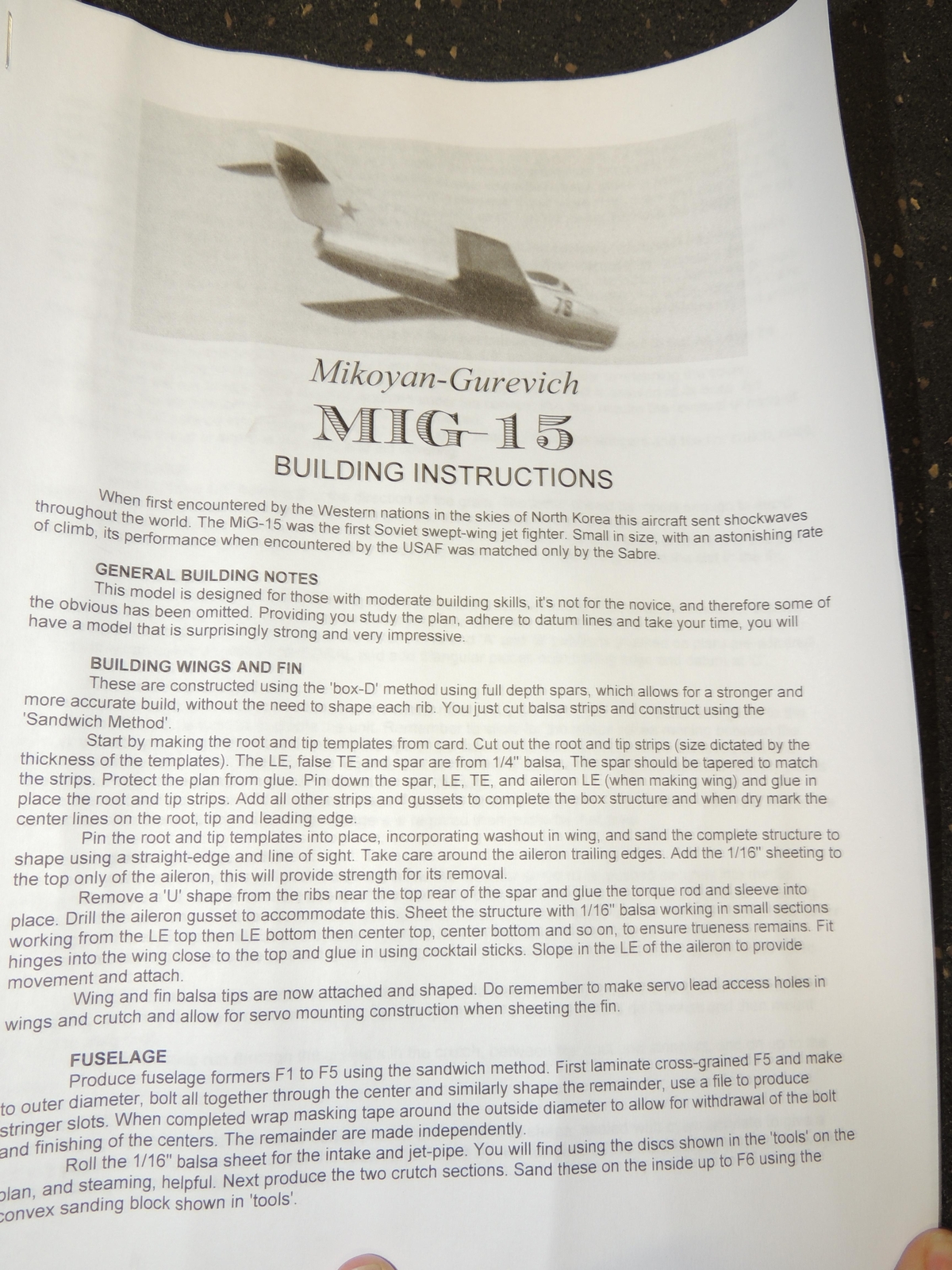 Model Airplane Plans Blueprints MW3242 MiG 15